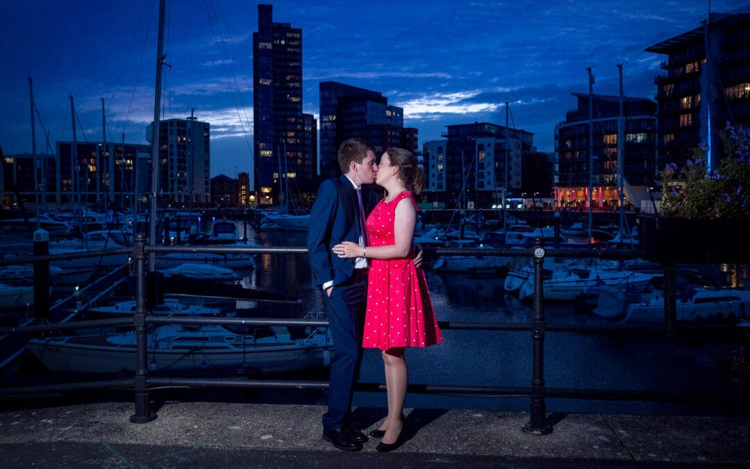 Ocean Village city waterfront couple shoot with Jenny and Paul