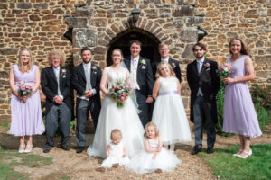 Michaela and Rupert with their bridesmaids and groomsmen