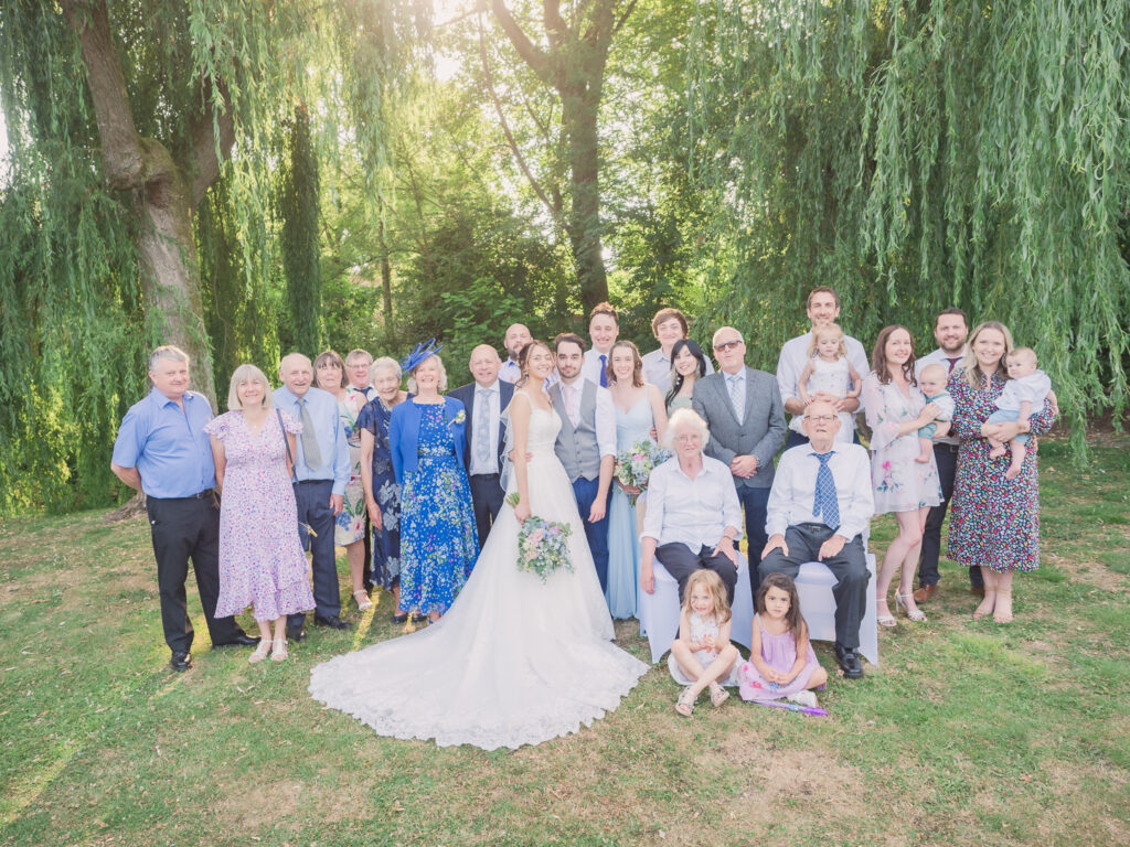 Family group photo at wedding