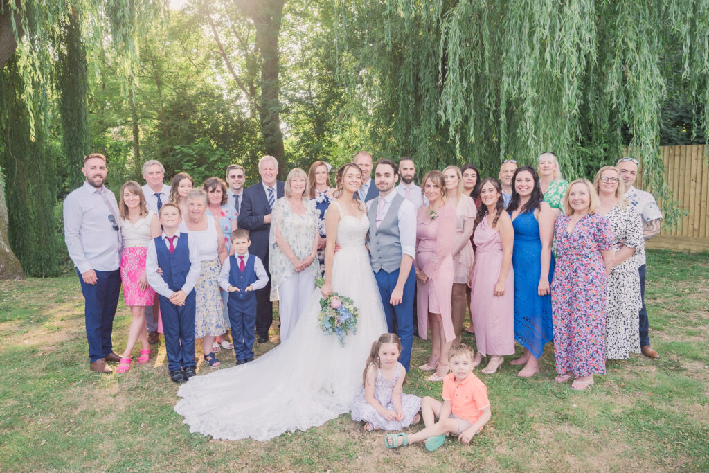 Family group photo at wedding