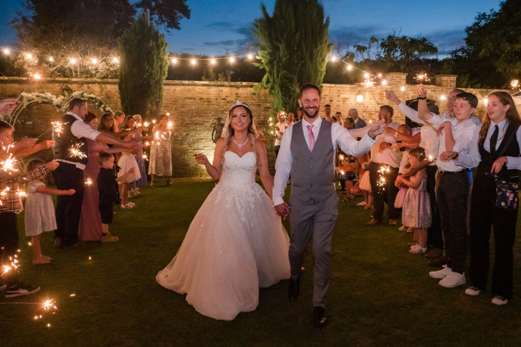 Sparkler finale to wedding at Parley Manor