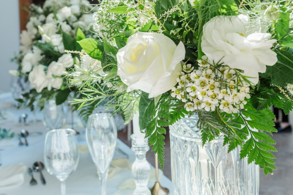 White wedding floral arrangements