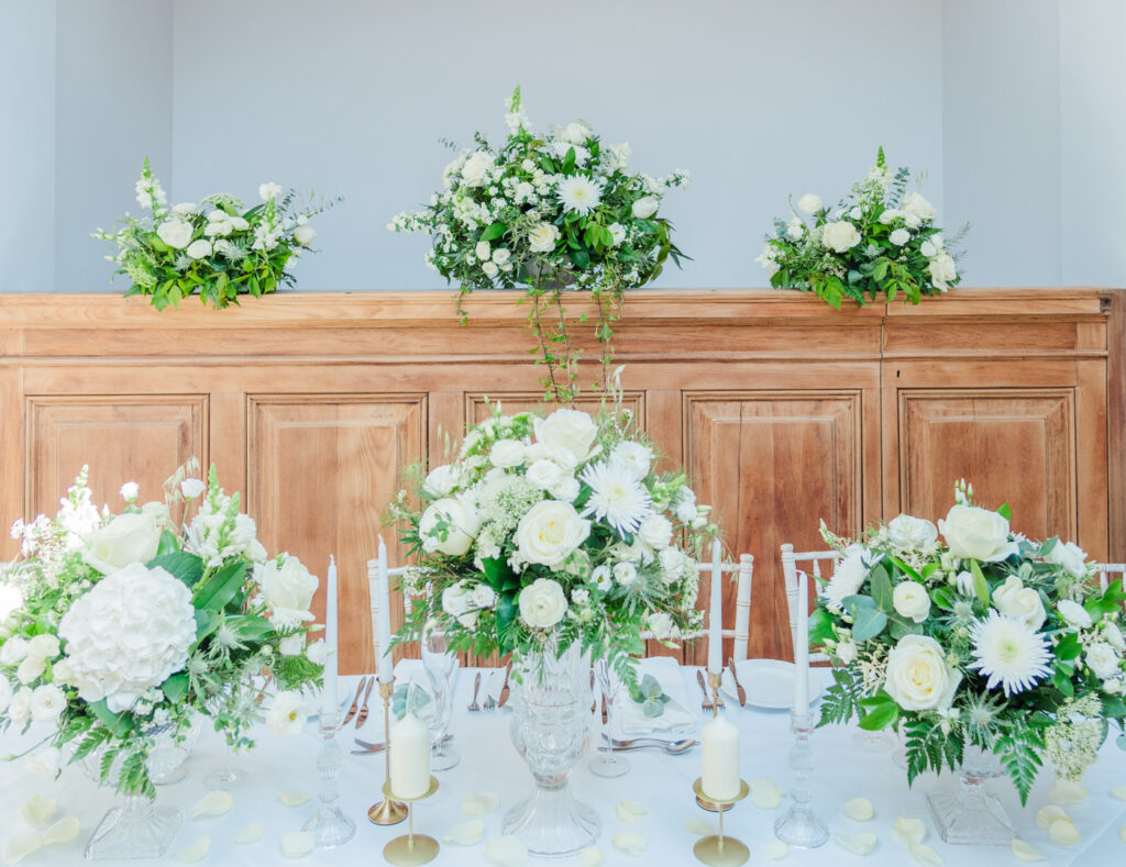 White wedding floral arrangements