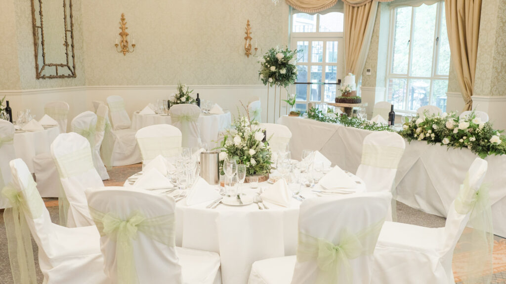 The Manor Suite at Carey's Manor, laid for a wedding breakfast