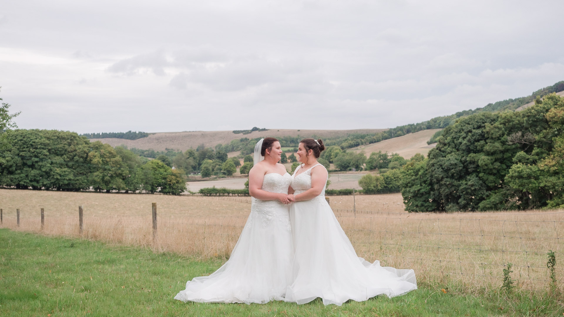 Brides in the field at Combe Manor