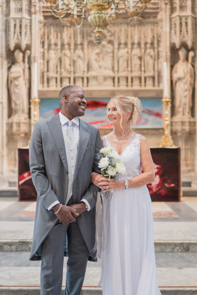 Winchester Cathedral wedding – couple at the high altar