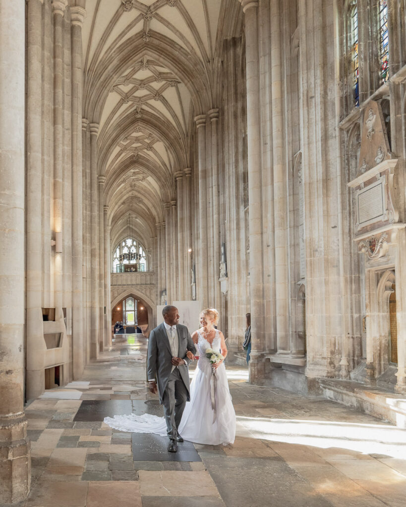 Winchester Cathedral wedding couple