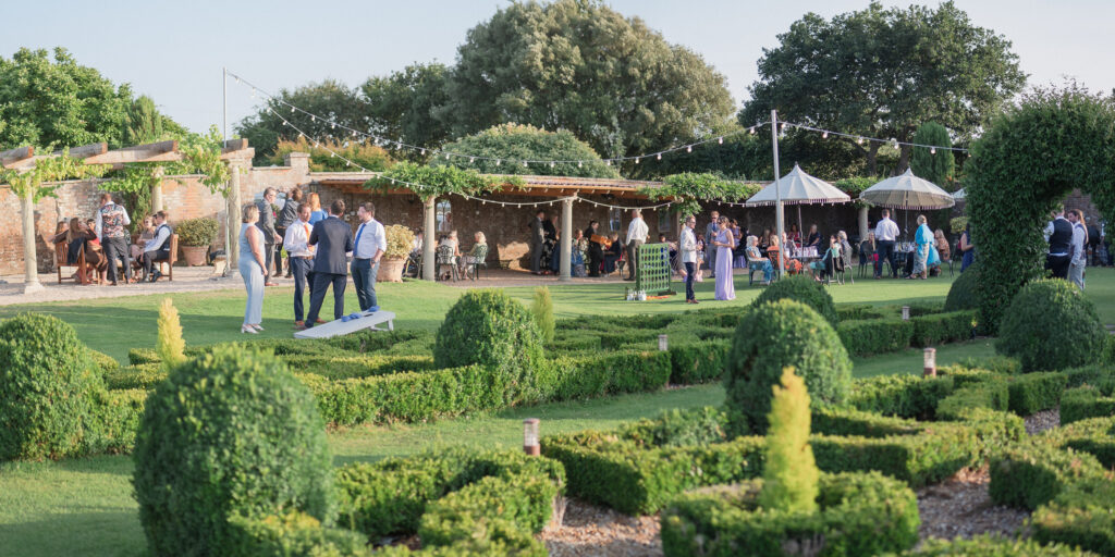 Guests in the garden at Parley Manor