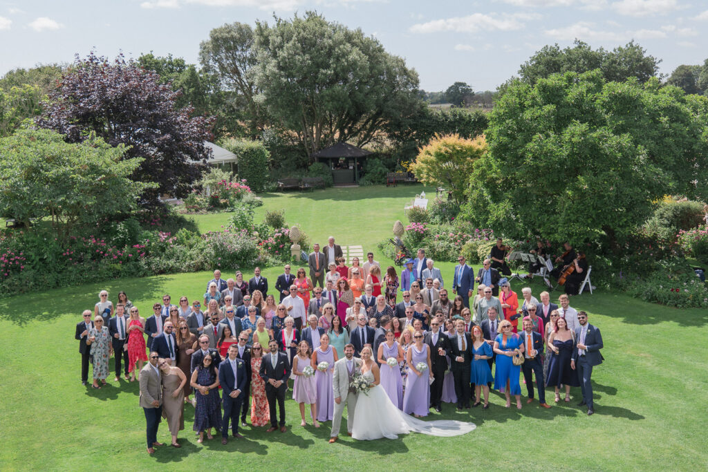 Wedding party in the garden at Parley Manor