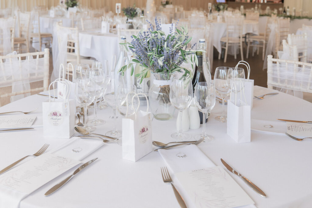 Wedding reception tablescape at Parley Manor